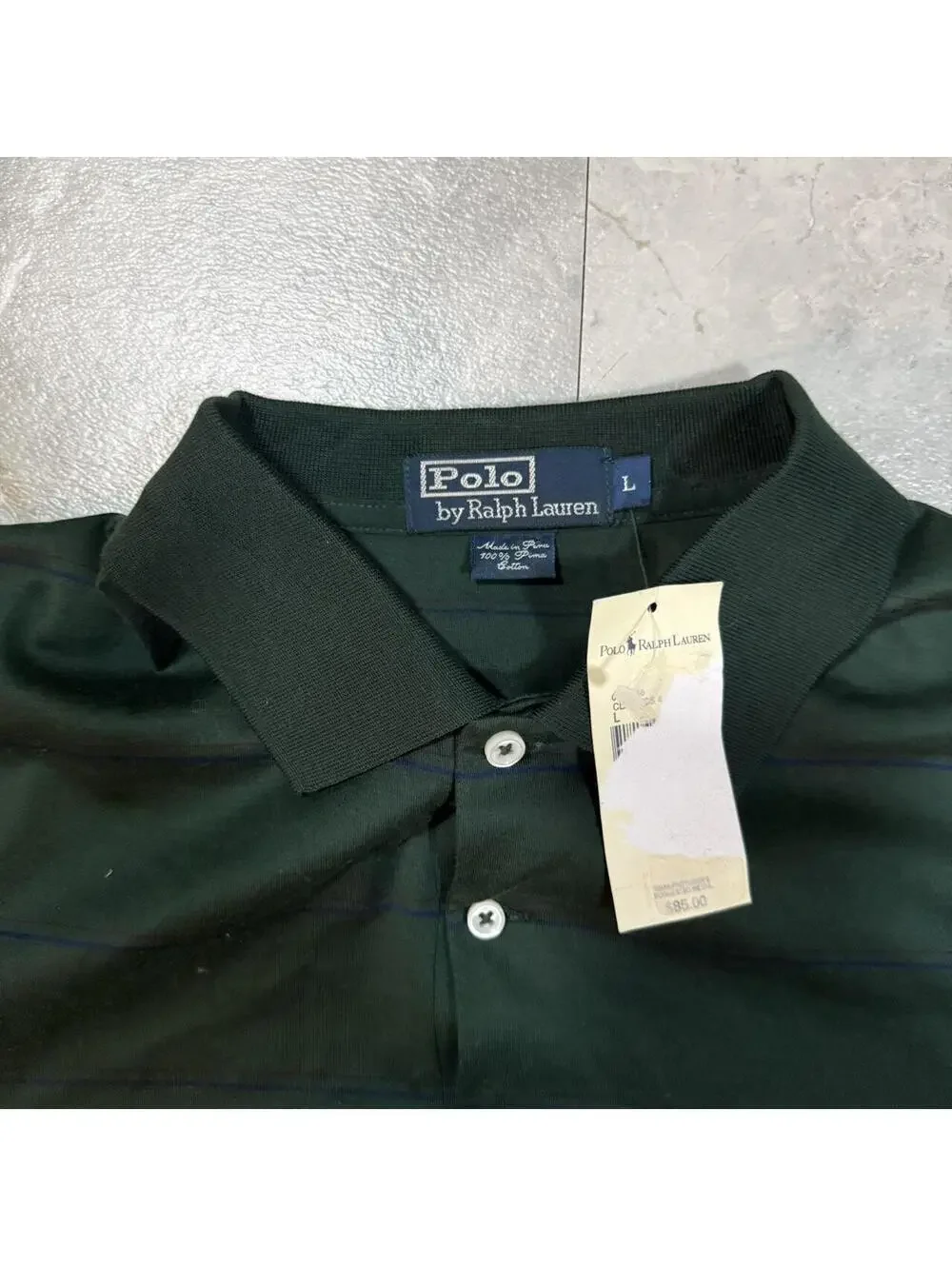 Vintage 90s Polo Ralph Lauren Long Sleeve Polo Green Striped Size Large NWT